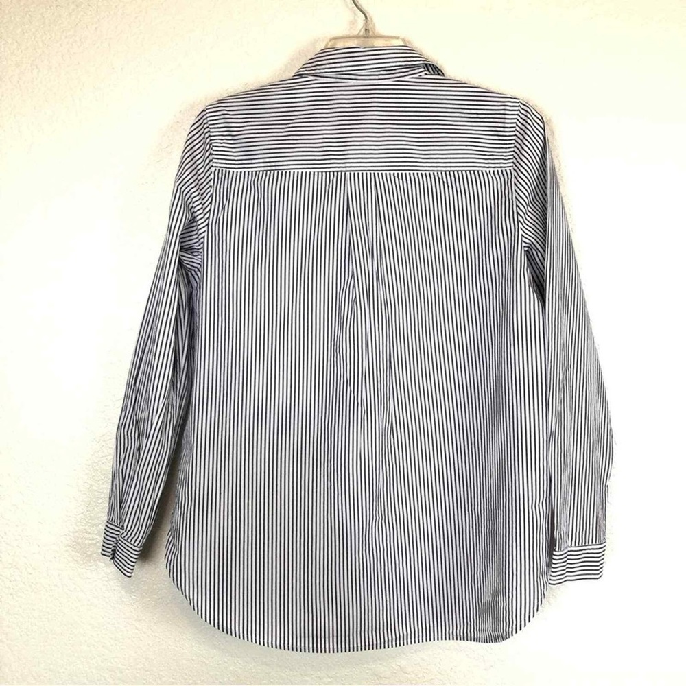 J.Crew Gray & White Striped Popover Shirt Women’s Large GUC - Picture 2 of 14
